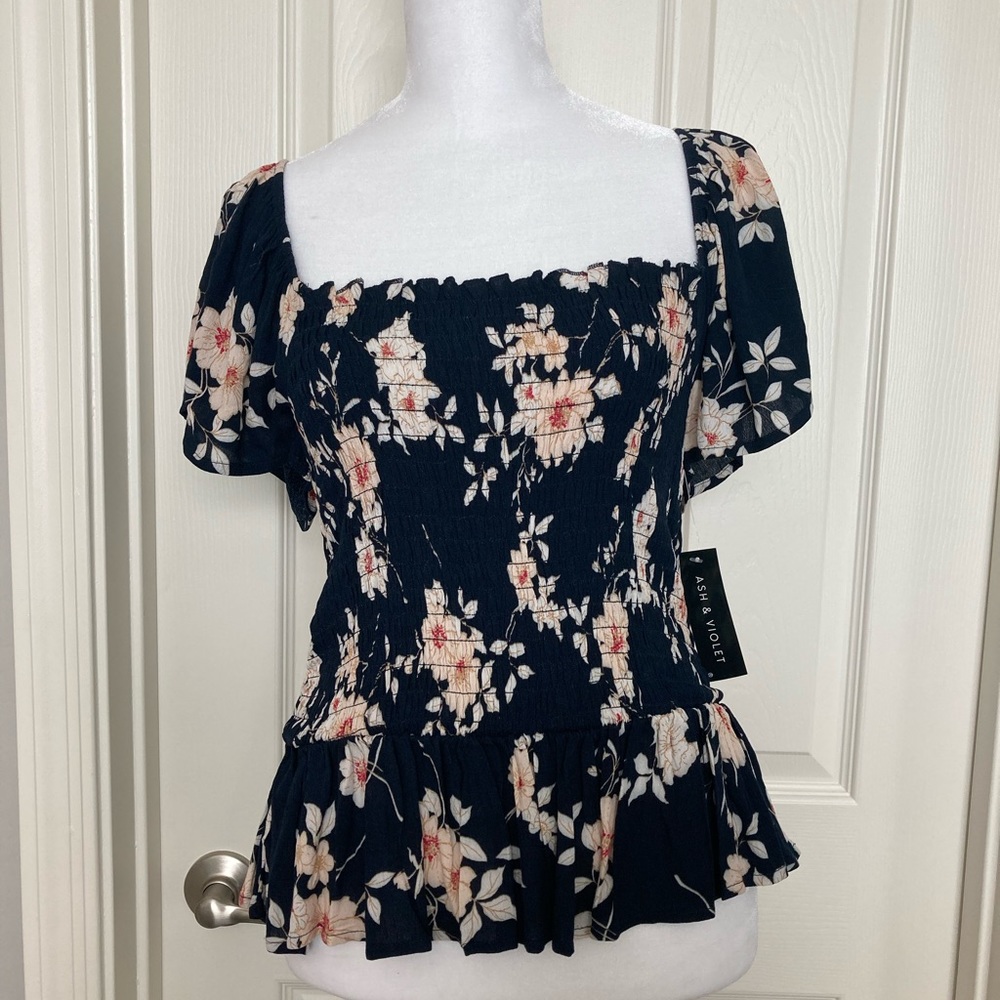 Floral ribbed crop top